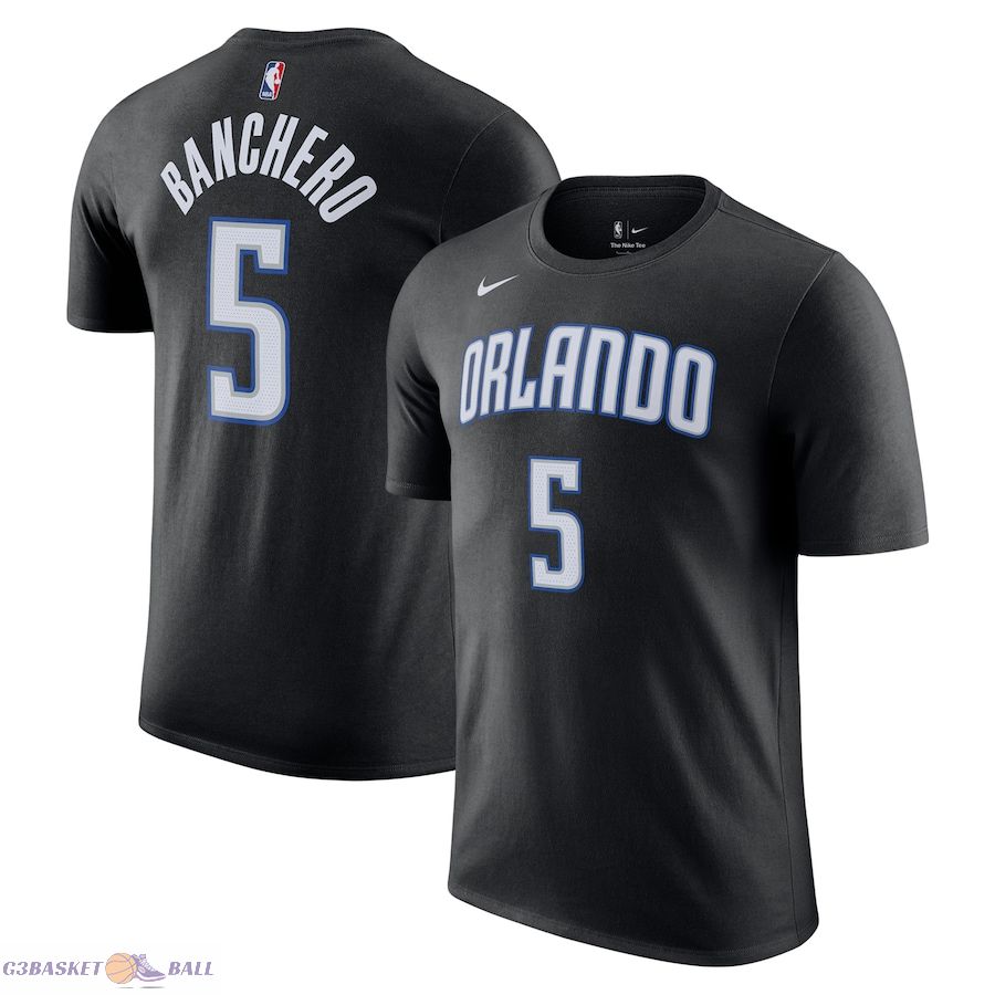 Men's Orlando Magic Paolo Banchero Black Icon 2022/23 Name & Number T-Shirt