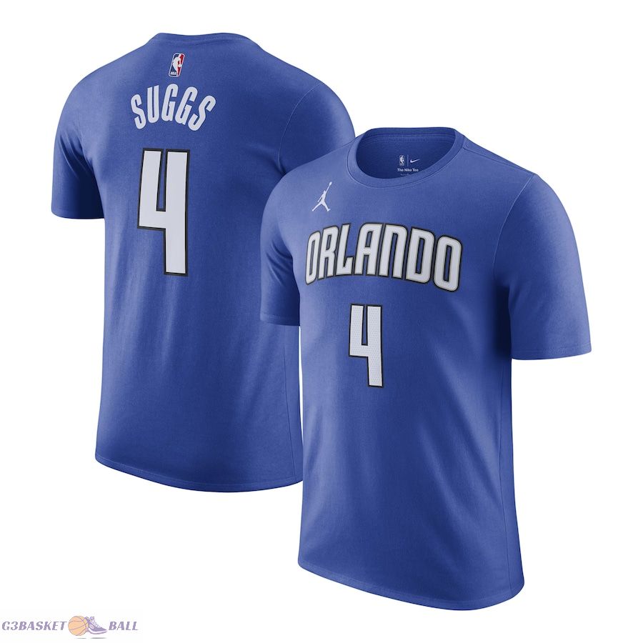 Men's Orlando Magic Jalen Suggs Jordan Brand Blue 2022/23 Statement Edition Name & Number T-Shirt