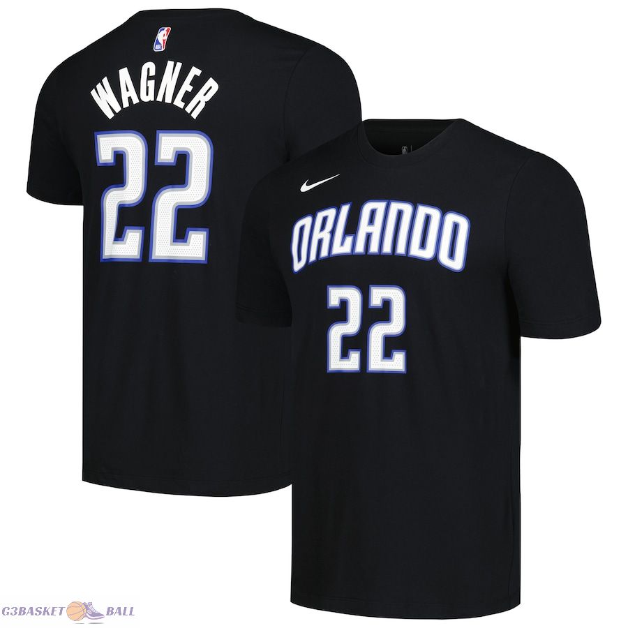 Men's Orlando Magic Franz Wagner Black Icon 2022/23 Name & Number T-Shirt