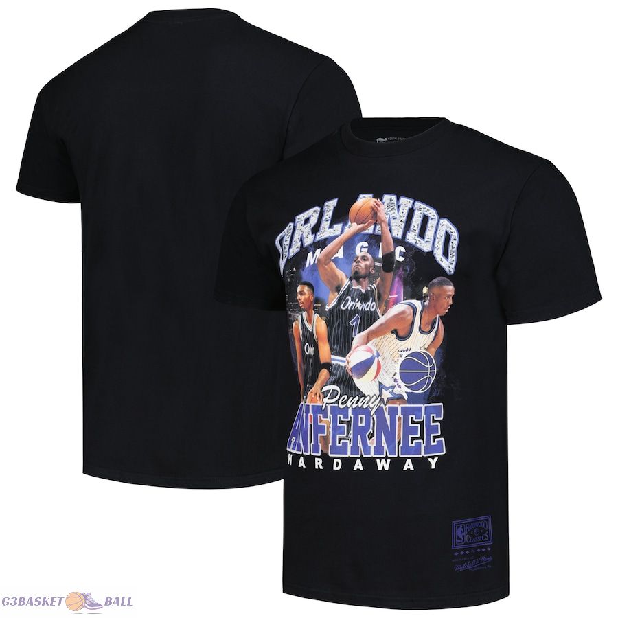 Men's Orlando Magic Penny Hardaway Mitchell & Ness Black Hardwood Classics Bling Concert Player T-Shirt