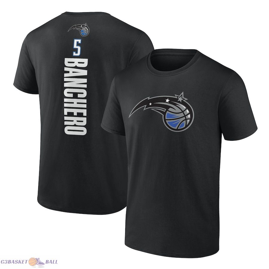 Men's Orlando Magic Paolo Banchero Black Playmaker Team Name & Number T-Shirt