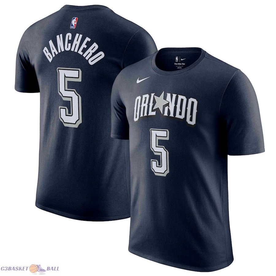 Men's Orlando Magic Paolo Banchero Navy 2023/24 City Edition Name & Number T-Shirt