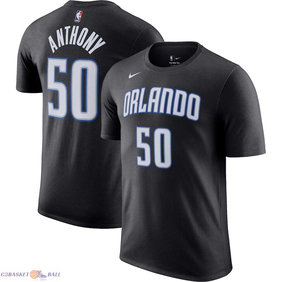 Men's Orlando Magic Cole Anthony Black Icon 2022/23 Name & Number T-Shirt