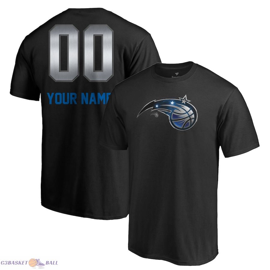 Men's Orlando Magic Black Midnight Mascot Personalized Name & Number T-Shirt