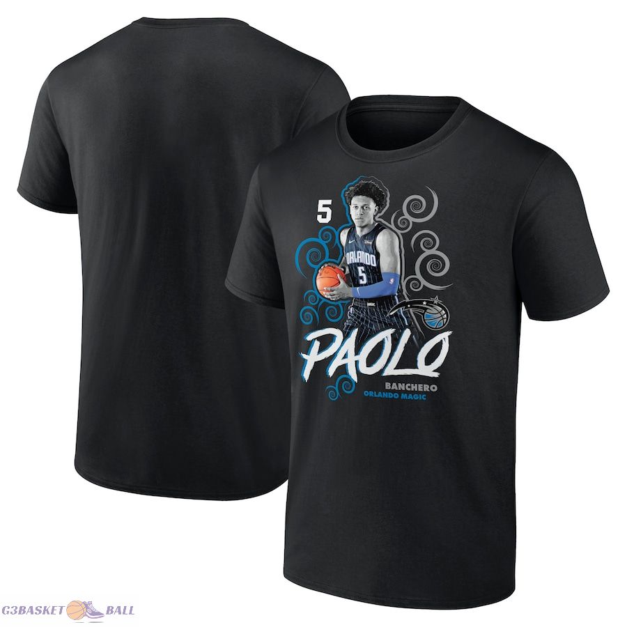 Men's Orlando Magic Paolo Banchero Black Player Name & Number Competitor T-Shirt