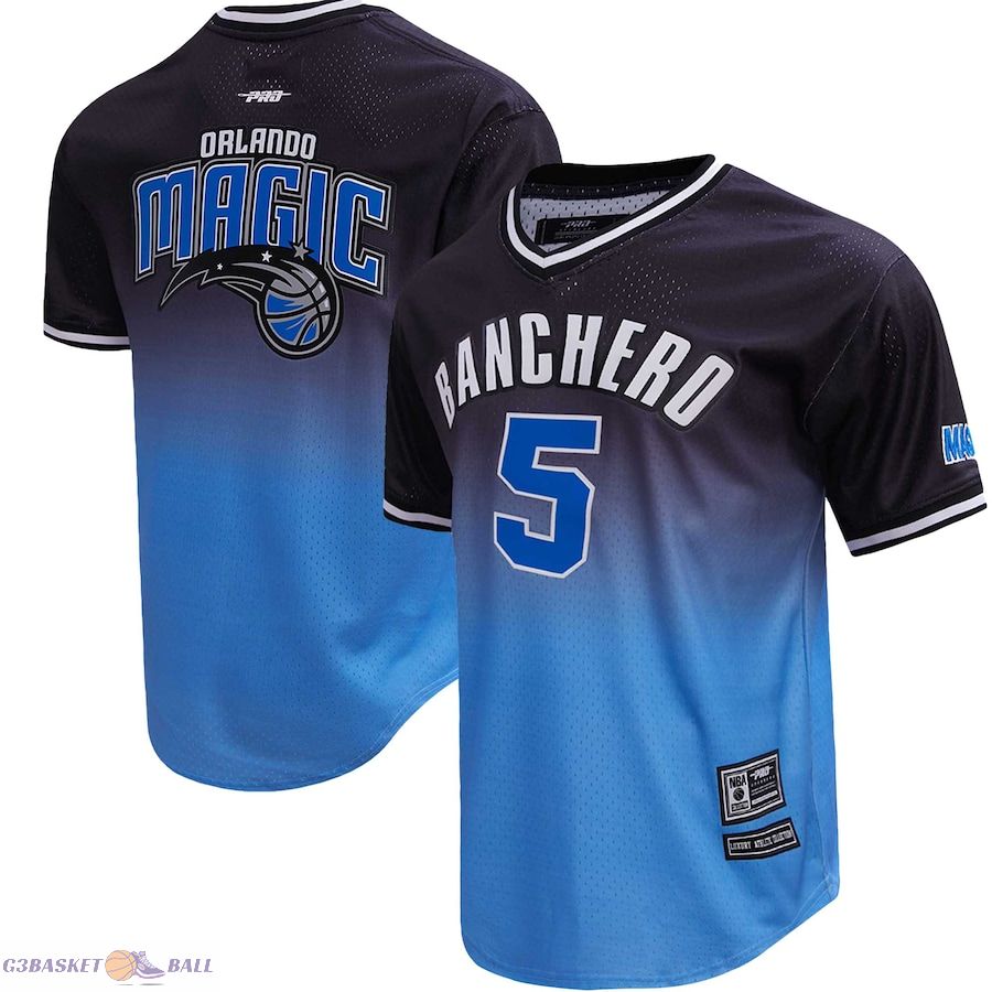 Men's Orlando Magic Paolo Banchero Post Black/Blue Ombre Name & Number T-Shirt