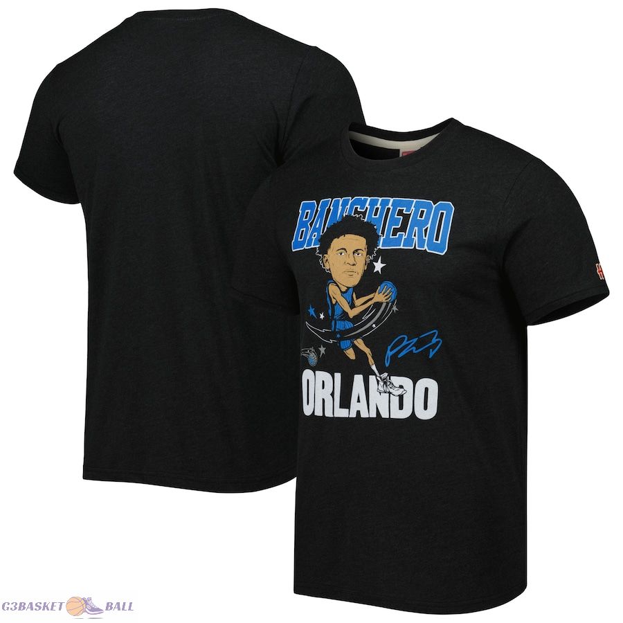 Men's Orlando Magic Paolo Banchero Homage Charcoal Caricature Tri-Blend T-Shirt