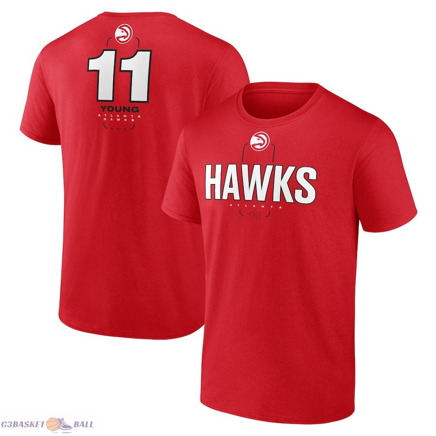 Men's Atlanta Hawks Trae Young Red Behind The Back Name & Number T-Shirt