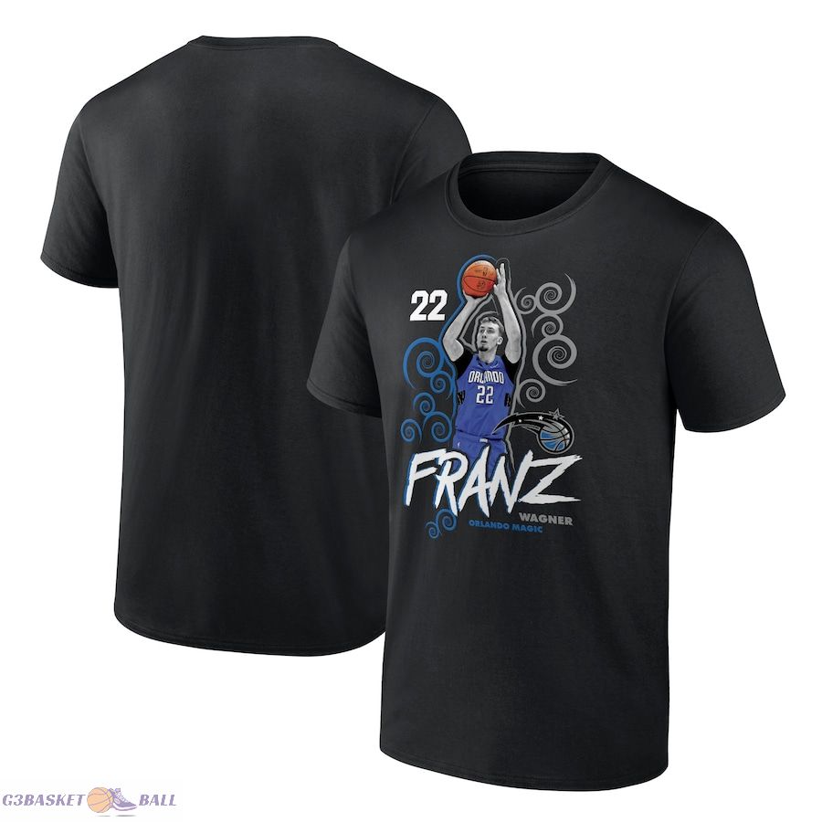 Men's Orlando Magic Franz Wagner Black Player Name & Number Competitor T-Shirt