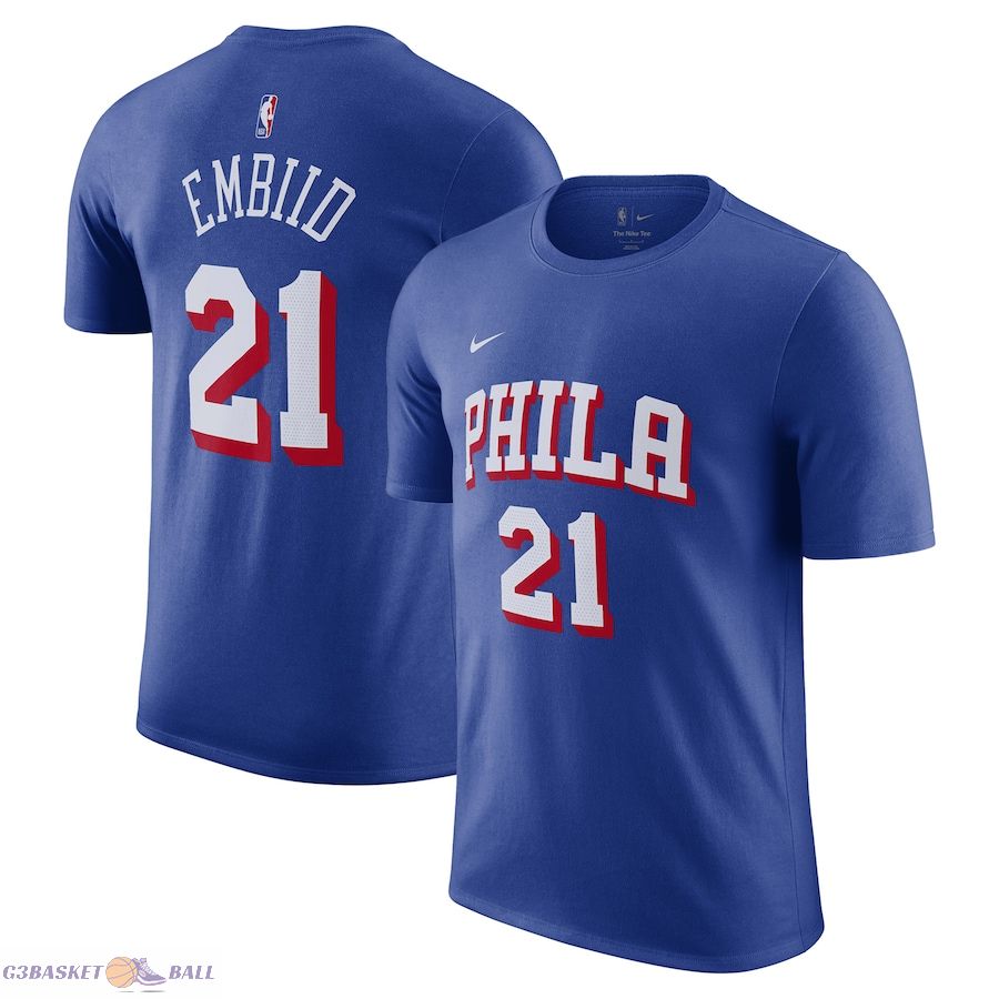 Men's Philadelphia 76ers Joel Embiid Royal Name & Number T-Shirt