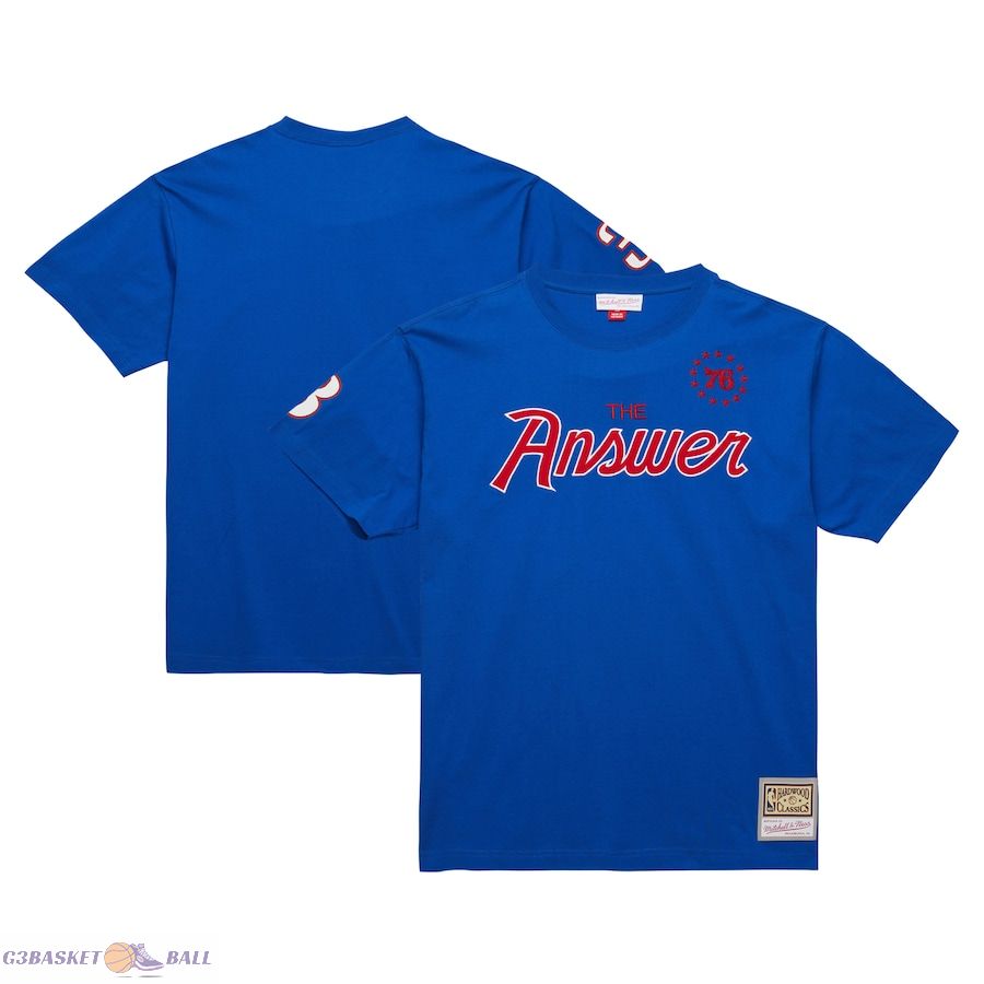 Men's Philadelphia 76ers Allen Iverson Mitchell & Ness Royal Premium Nickname T-Shirt