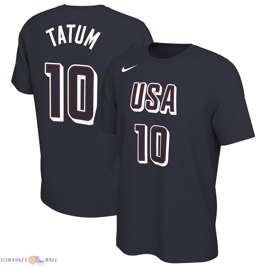 Men's USA Basketball Jayson Tatum Navy 2024 Summer Olympics Name & Number T-Shirt