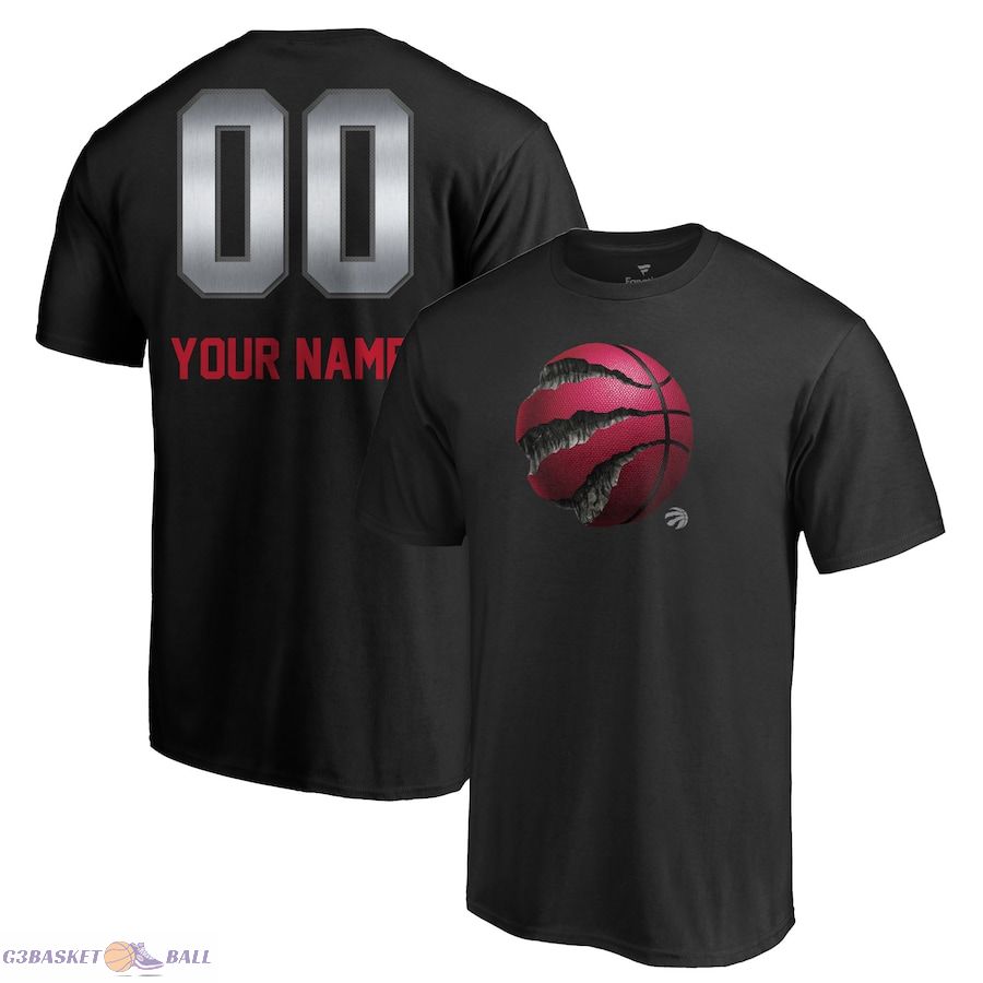 Men's Toronto Raptors Black Midnight Mascot Personalized Name & Number T-Shirt