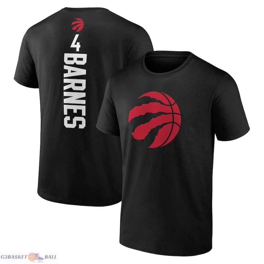 Men's Toronto Raptors Scottie Barnes Black Playmaker Name & Number T-Shirt