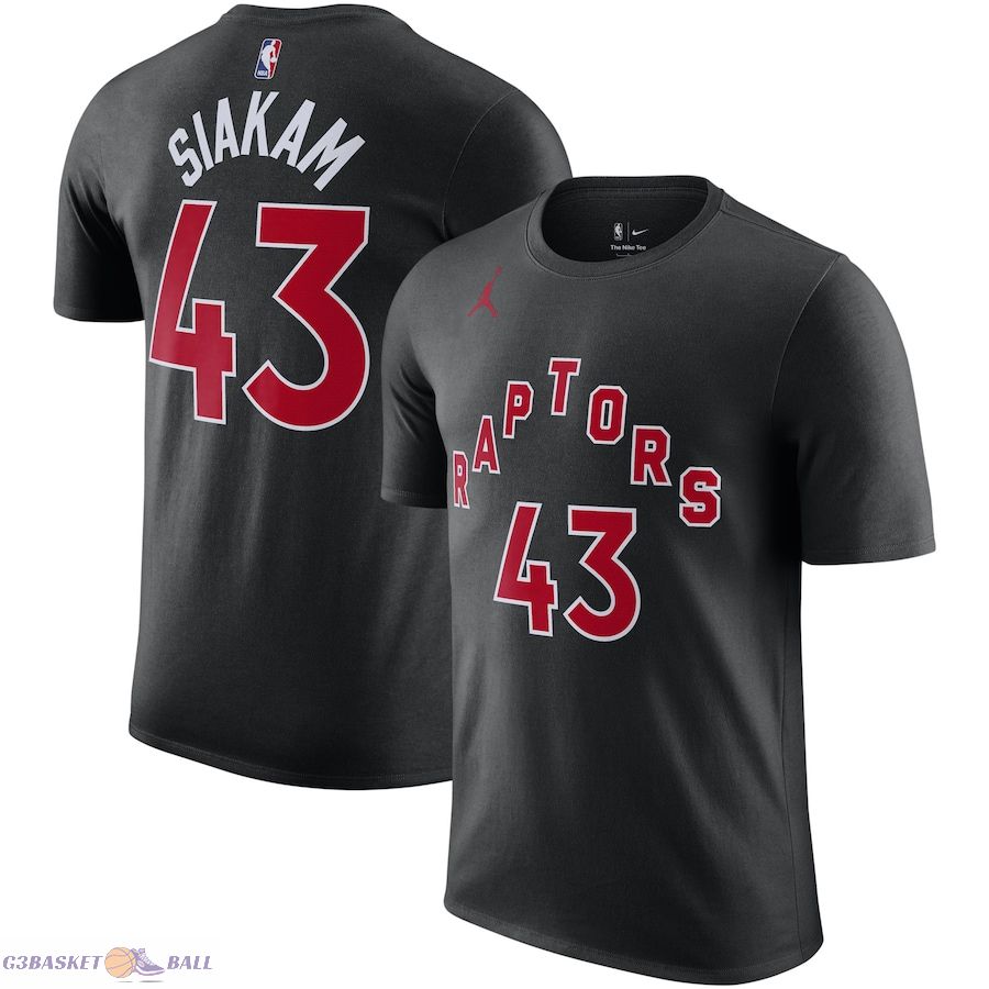 Men's Toronto Raptors Pascal Siakam Jordan Brand Black 2022/23 Statement Edition Name & Number T-Shirt