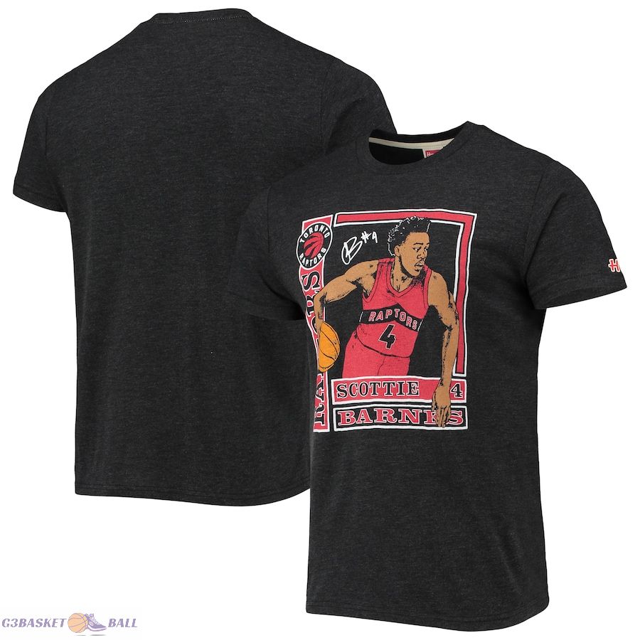 Men's Toronto Raptors Scottie Barnes Homage Charcoal Rookie Player Pack Tri-Blend T-Shirt