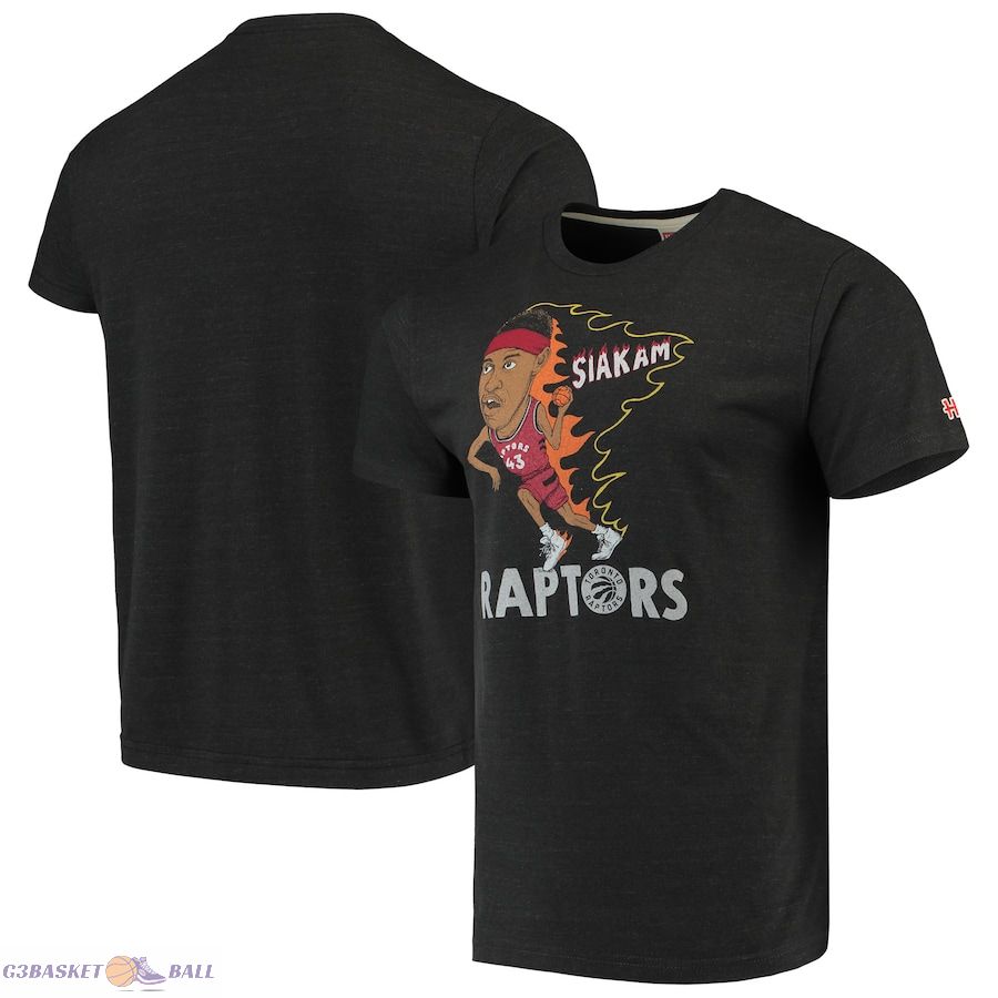 Men's Toronto Raptors Pascal Siakam Charcoal Caricature Tri-Blend T-Shirt