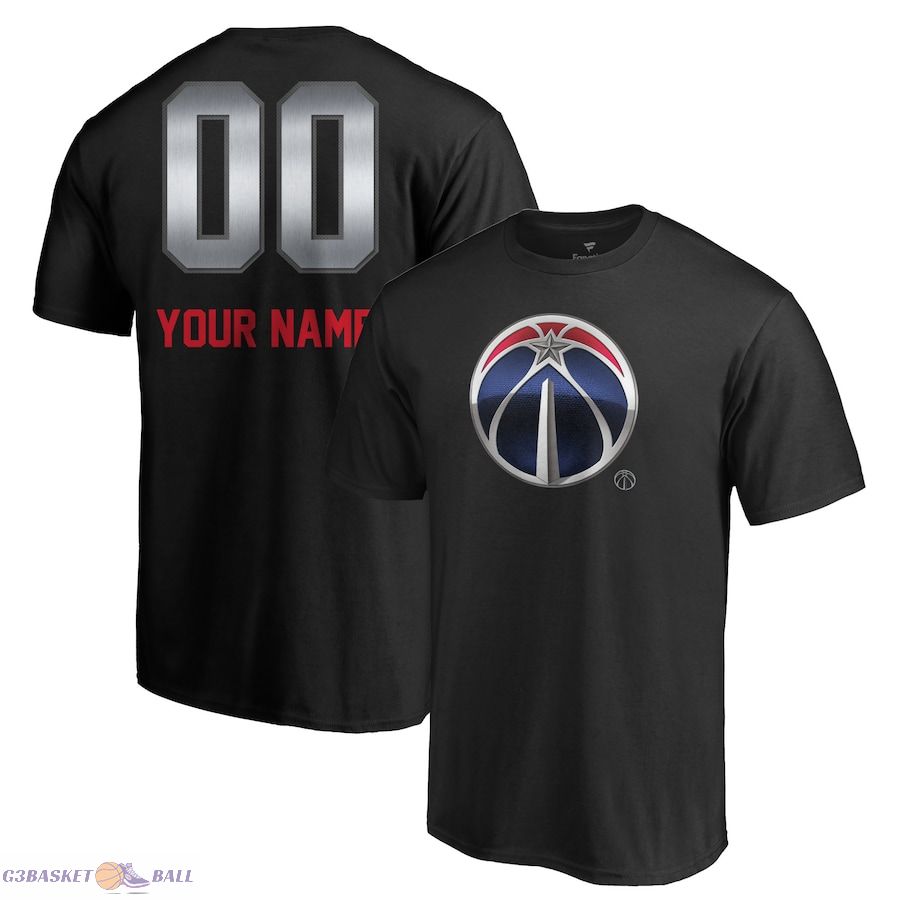 Men's Washington Wizards Black Midnight Mascot Personalized Name & Number T-Shirt