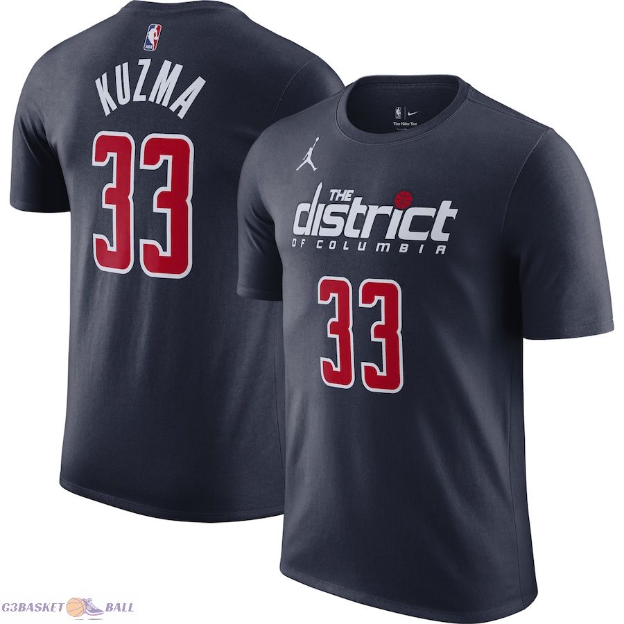 Men's Washington Wizards Kyle Kuzma Jordan Brand Navy 2022/23 Statement Edition Name & Number T-Shirt