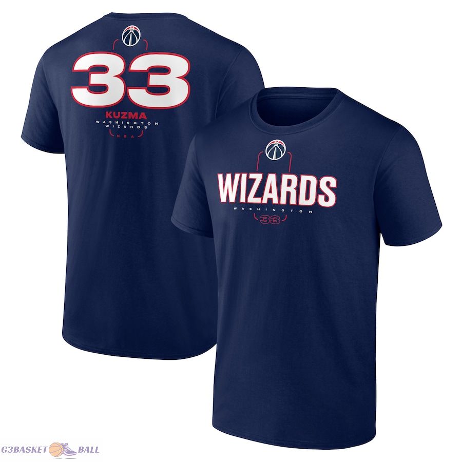 Men's Washington Wizards Kyle Kuzma Navy Behind The Back Name & Number T-Shirt