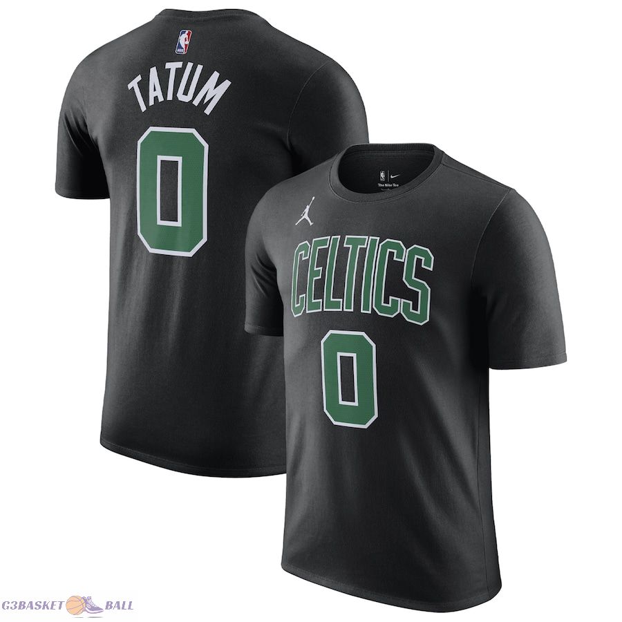 Men's Boston Celtics Jayson Tatum Jordan Brand Black 2022/23 Statement Edition Name & Number T-Shirt