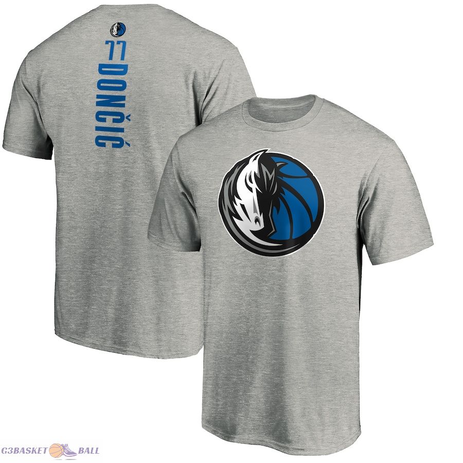 Men's Dallas Mavericks Luka Doncic Heathered Gray Playmaker Name & Number Team T-Shirt