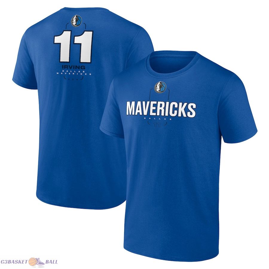 Men's Dallas Mavericks Kyrie Irving Blue Behind The Back Name & Number T-Shirt