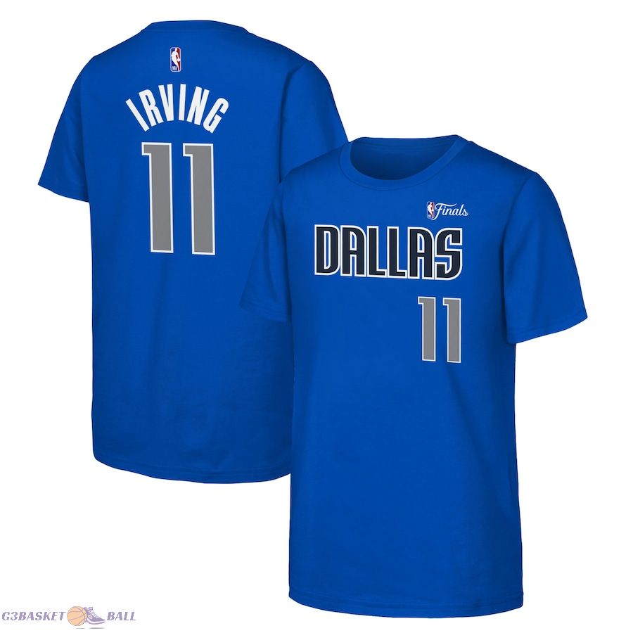 Youth Dallas Mavericks Kyrie Irving Navy 2024 NBA Finals Name & Number T-Shirt