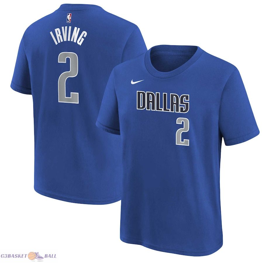 Youth Dallas Mavericks Kyrie Irving Blue Icon Name & Number T-Shirt