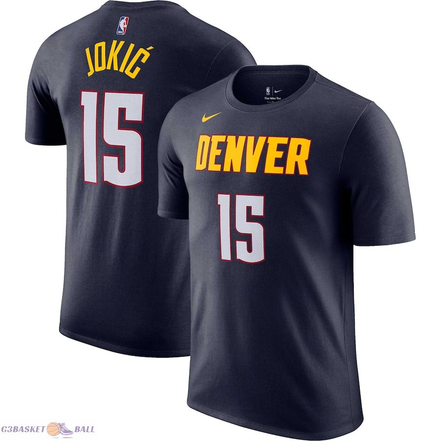 Men's Denver Nuggets Nikola Jokic Navy Icon 2022/23 Name & Number T-Shirt