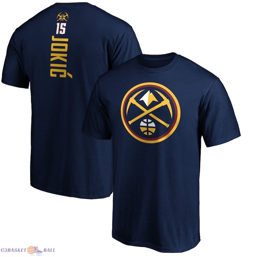 Men's Denver Nuggets Nikola Jokic Navy Playmaker Name & Number T-Shirt