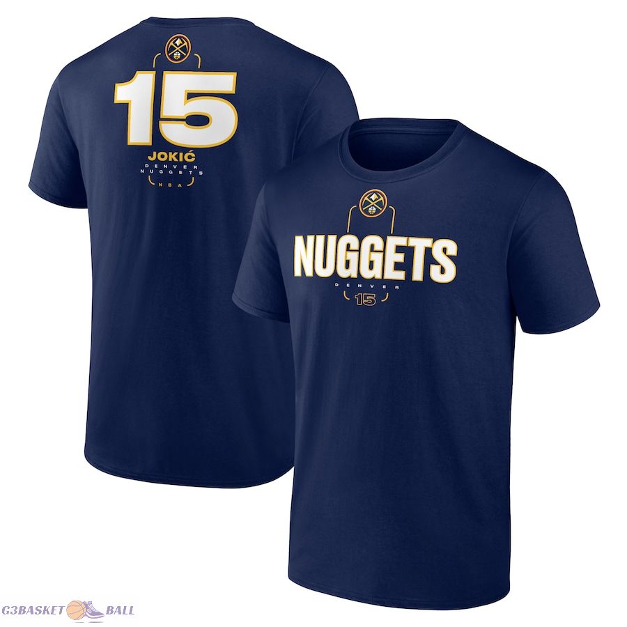 Men's Denver Nuggets Nikola Jokic Navy Behind The Back Name & Number T-Shirt