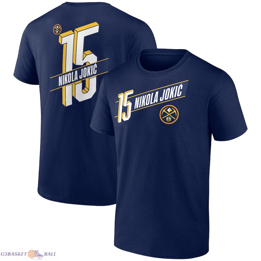 Men's Denver Nuggets Nikola Jokic Navy Full-Court Press Name & Number T-Shirt