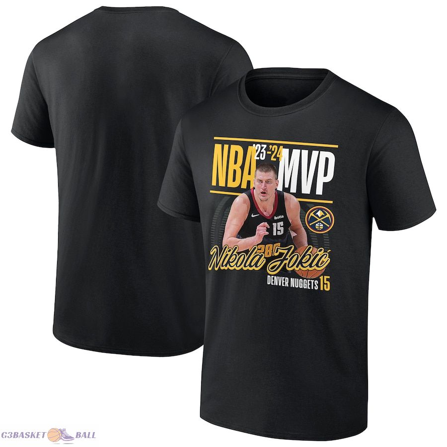 Men's Denver Nuggets Nikola Jokic Black 2024 NBA MVP Drive & Kick T-Shirt