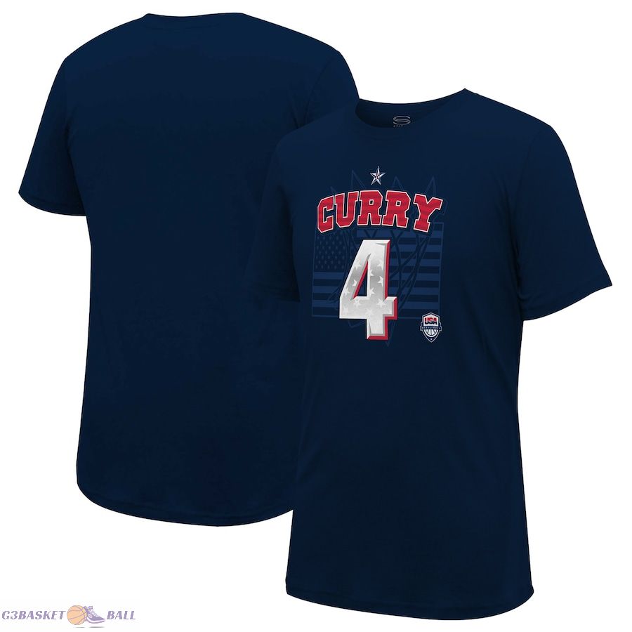 Unisex USA Basketball Stephen Curry Stadium Essentials Navy 2024 Summer Olympics Runaway Player Name & Number T-Shirt