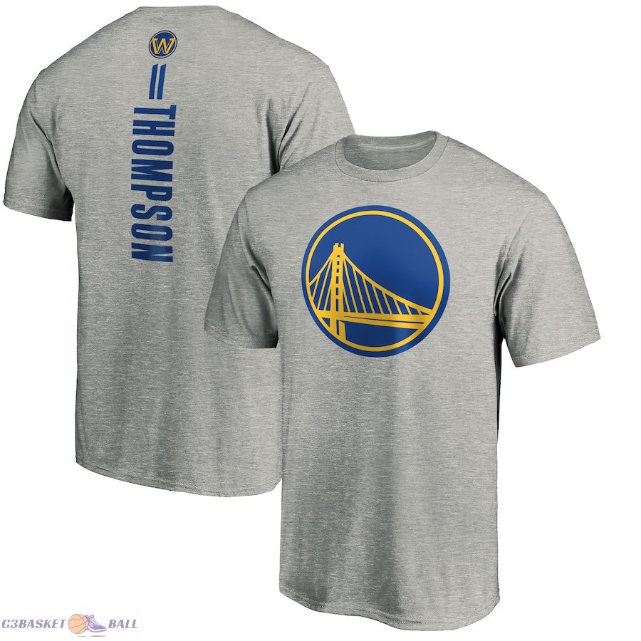 Men's Golden State Warriors Klay Thompson Heathered Gray Playmaker Name & Number T-Shirt