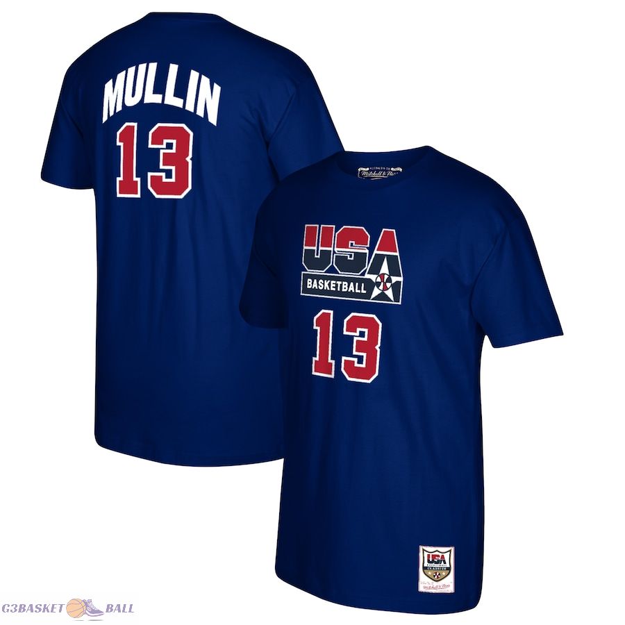 Men's USA Basketball Chris Mullin Mitchell & Ness Navy 1992 Dream Team Name & Number T-Shirt