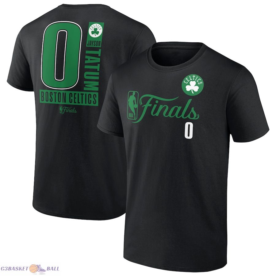 Men's Boston Celtics Jayson Tatum Black 2024 NBA Finals Inbound Pass Name & Number T-Shirt