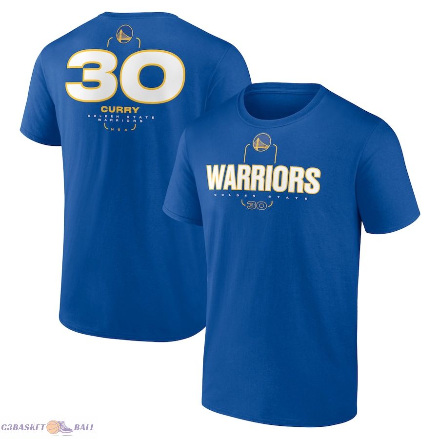 Men's Golden State Warriors Stephen Curry Royal Behind The Back Name & Number T-Shirt