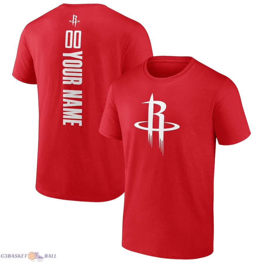 Men's Houston Rockets Red Playmaker Personalized Name & Number T-Shirt