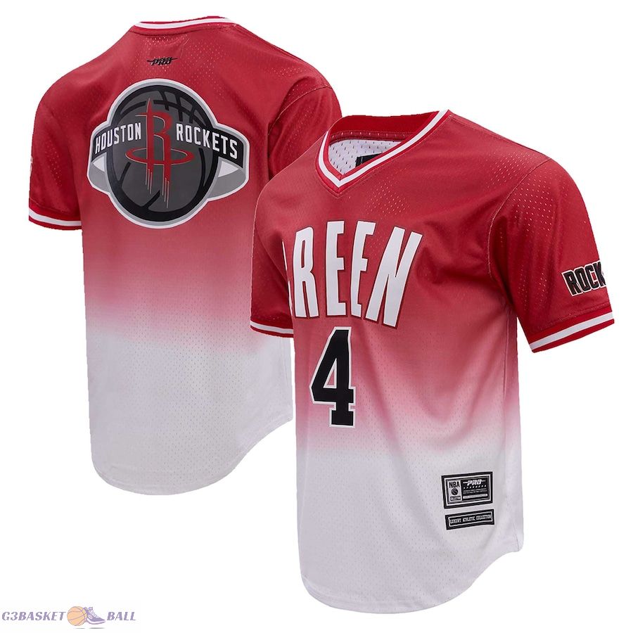 Men's Houston Rockets Jalen Green Post Red/White Ombre Name & Number T-Shirt