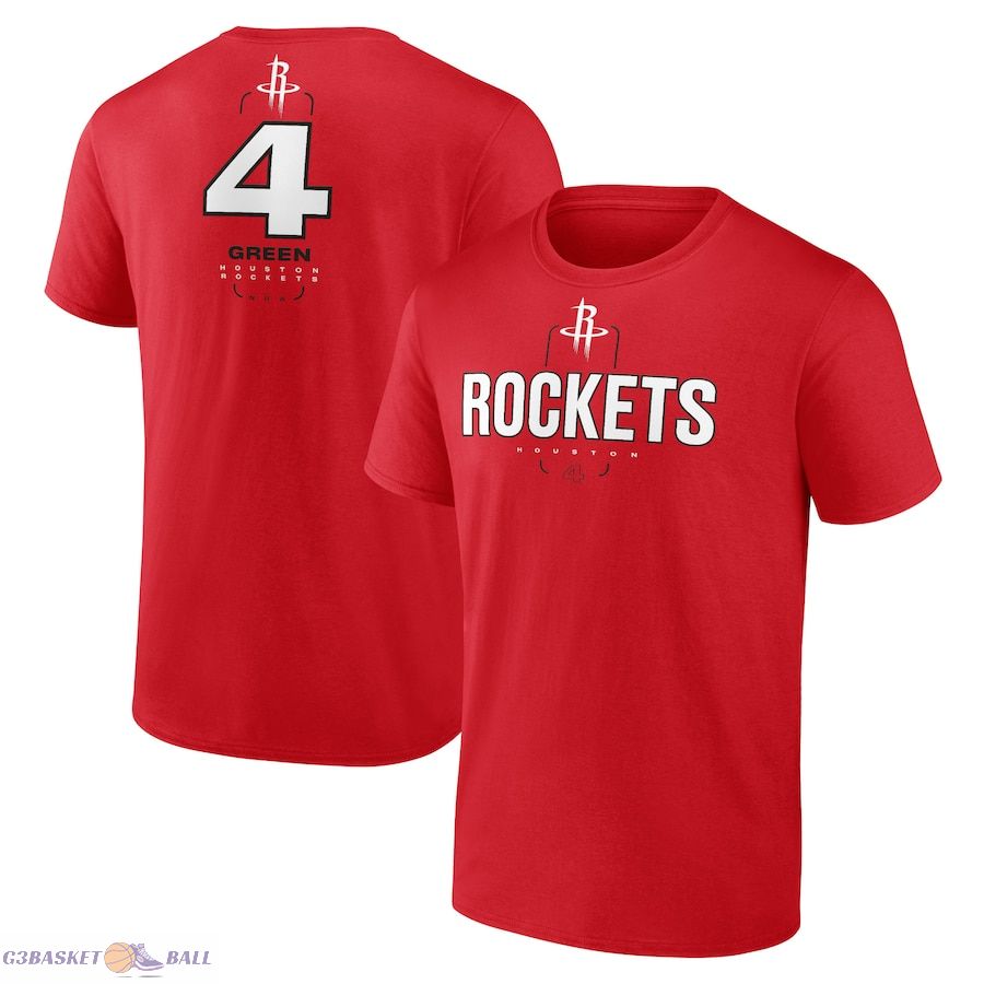 Men's Houston Rockets Jalen Green Red Behind The Back Name & Number T-Shirt