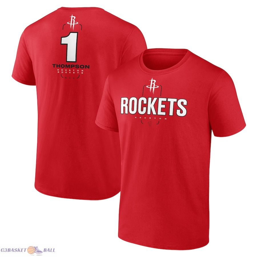 Men's Houston Rockets Amen Thompson Red Behind The Back Name & Number T-Shirt