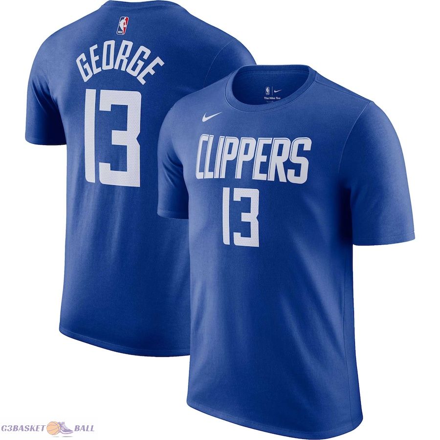 Men's LA Clippers Paul George Royal Icon 2022/23 Name & Number T-Shirt