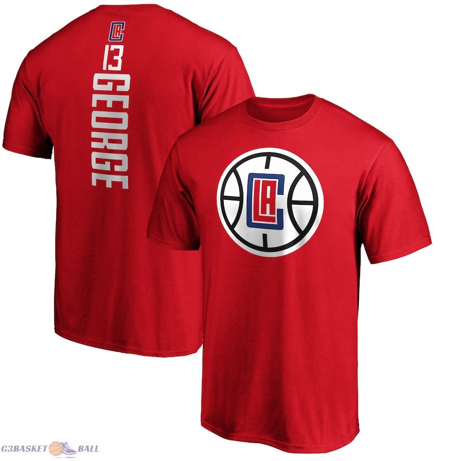 Men's LA Clippers Paul George Fanatics Red Team Playmaker Name & Number T-Shirt