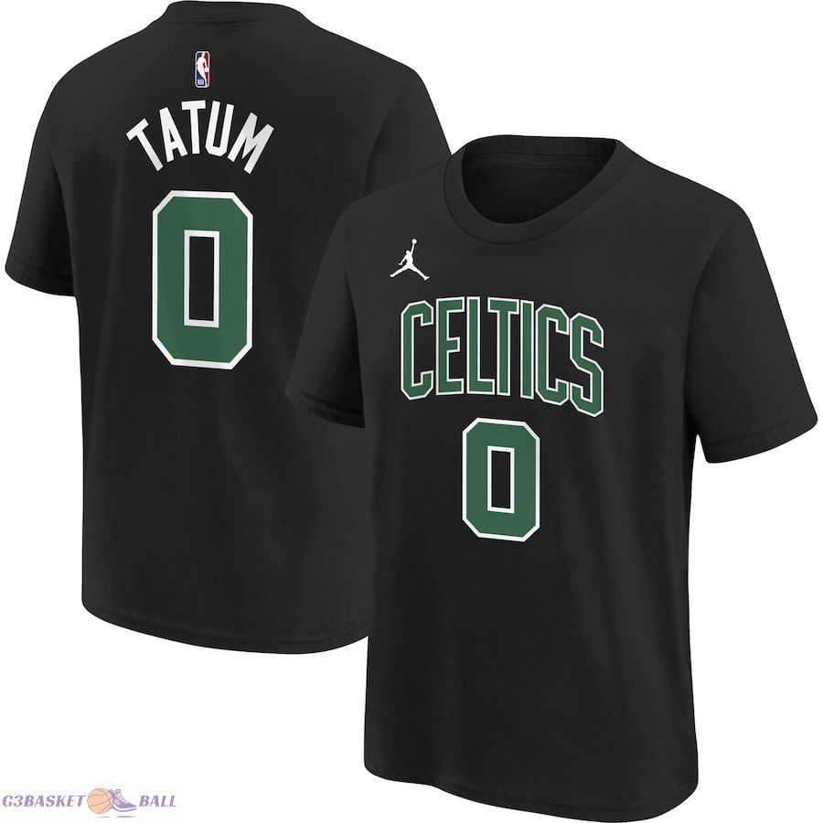 Youth Boston Celtics Jayson Tatum Jordan Brand Black Statement Edition Name & Number Player T-Shirt