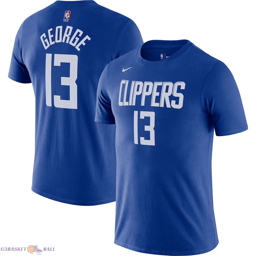 Men's LA Clippers Paul George Royal Diamond Icon Name & Number T-Shirt