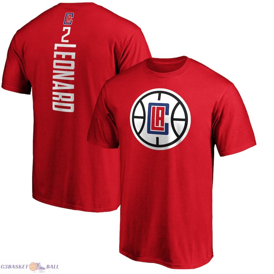 Men's LA Clippers Kawhi Leonard Fanatics Red Team Playmaker Name & Number T-Shirt