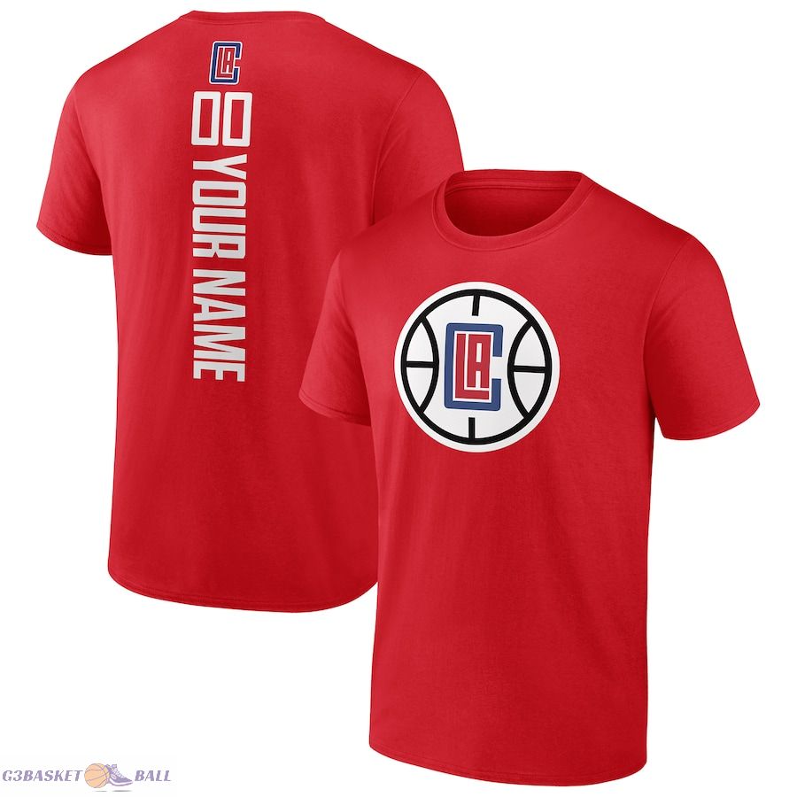 Men's LA Clippers Red Playmaker Personalized Name & Number T-Shirt