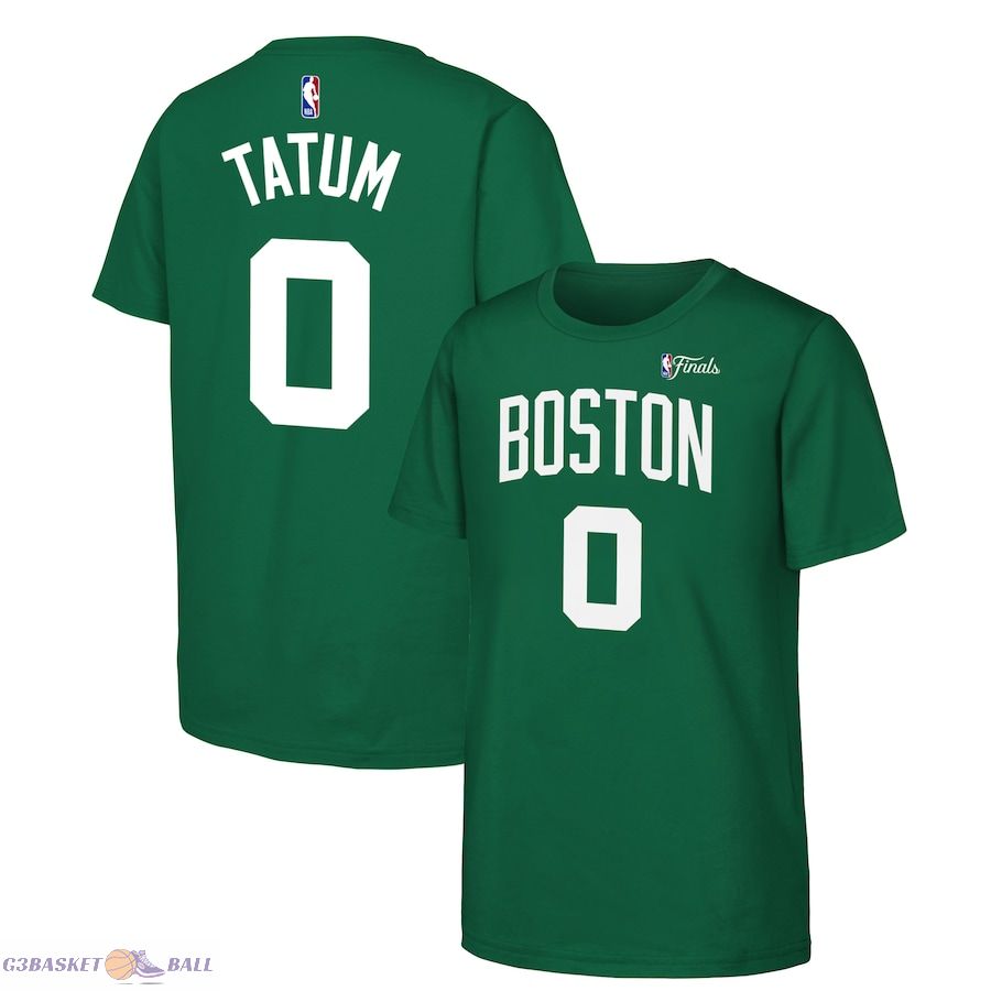 Youth Boston Celtics Jayson Tatum Kelly Green 2024 NBA Finals Name & Number T-Shirt